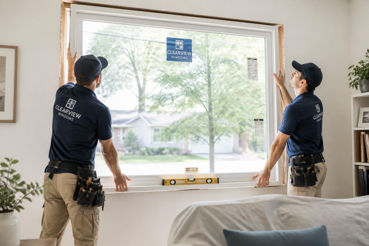 In-house crew setting a new window into a prepared opening